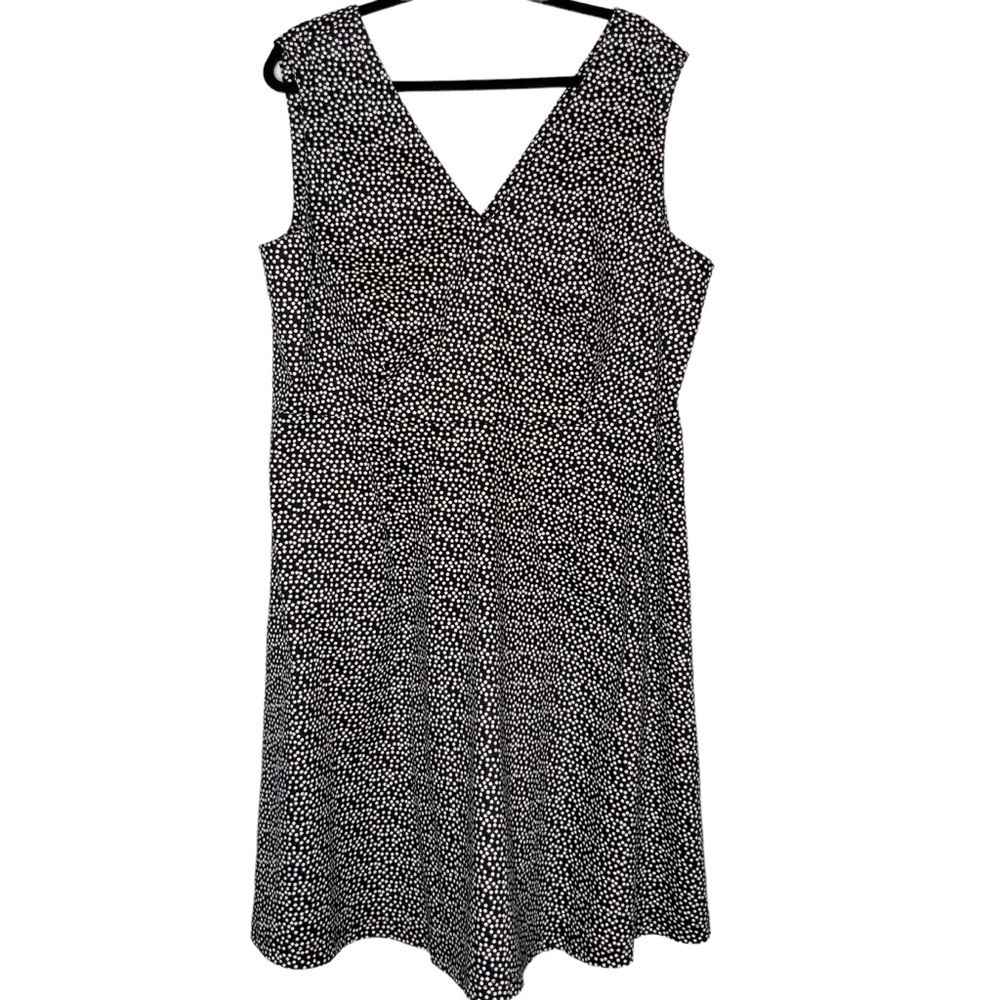 Lane Bryant black sleeveless dress with white polka dots. V neckline. Size 18